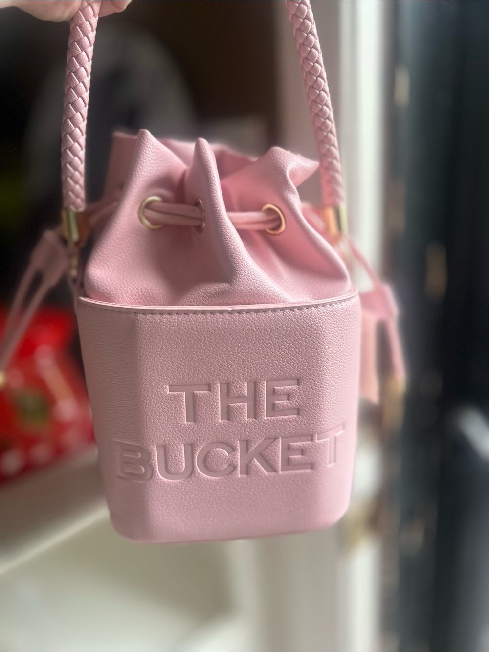 Pink Drawstring Bucket Bag, NEW - Picture 3 of 9